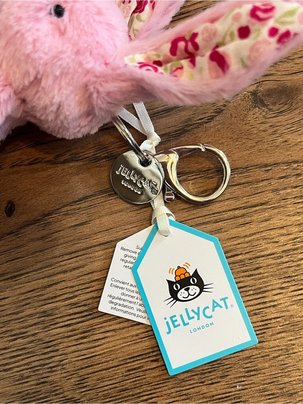 Jellycat Blushkin Blossom Bunny Bag Charm BNWT with dust bag
